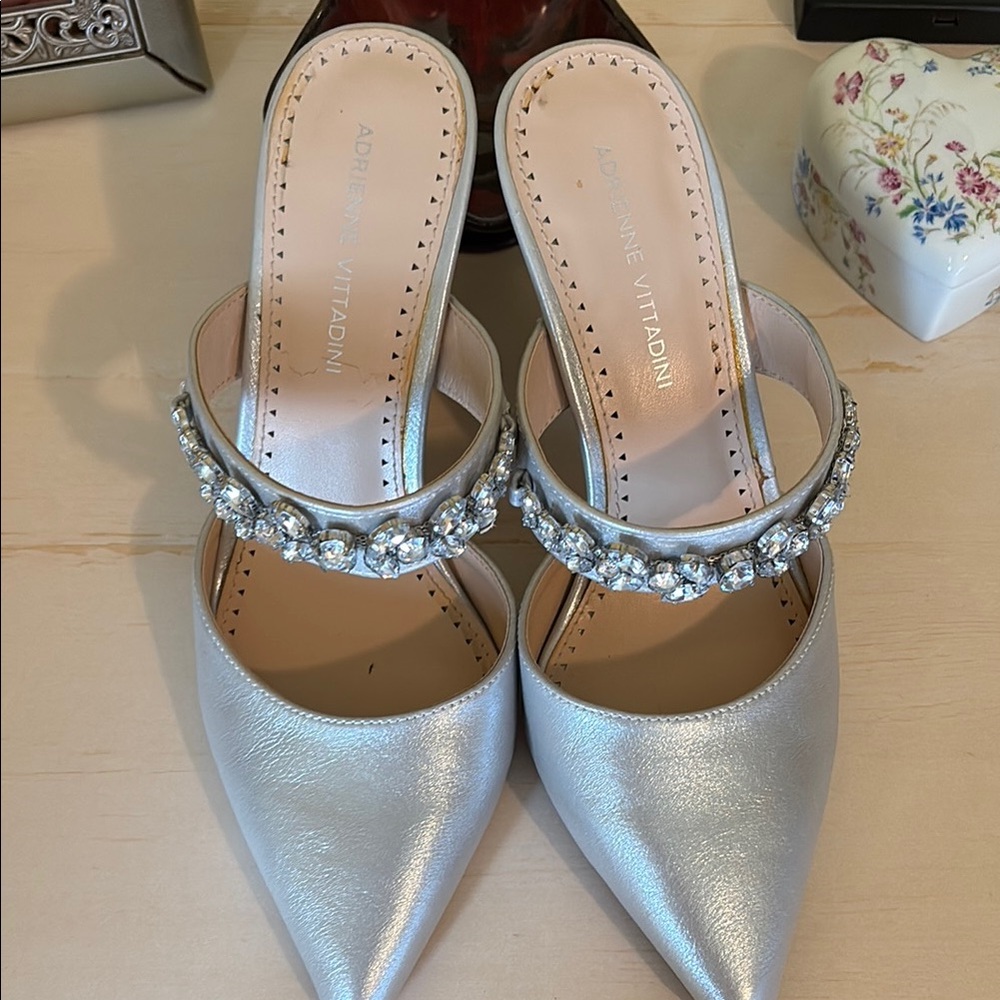 Adrienne Vittadini Silver Embellished Heels
